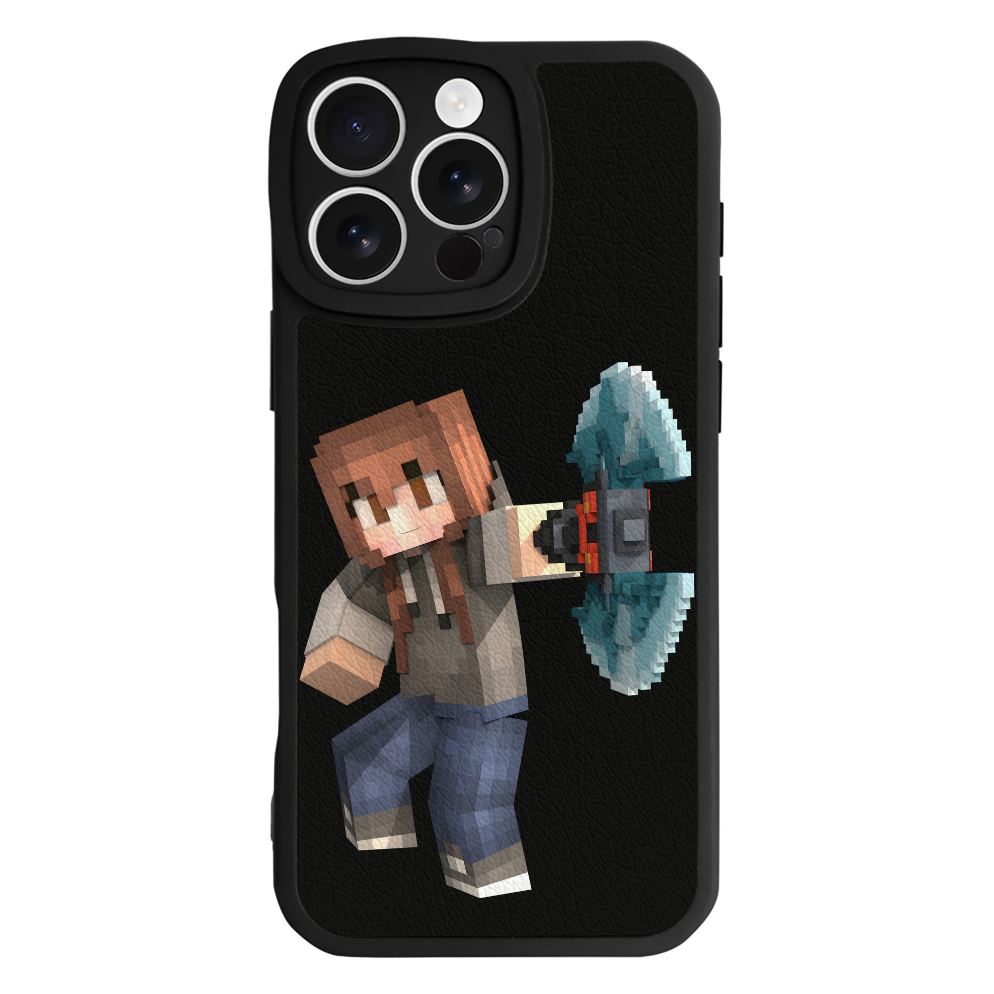（画像用） マインクラフト ブロックの世界 Minecraft MC Block world 【iPhone 16シリーズ対応】シリコンスマホケース（レザー調） 材質：シリコン